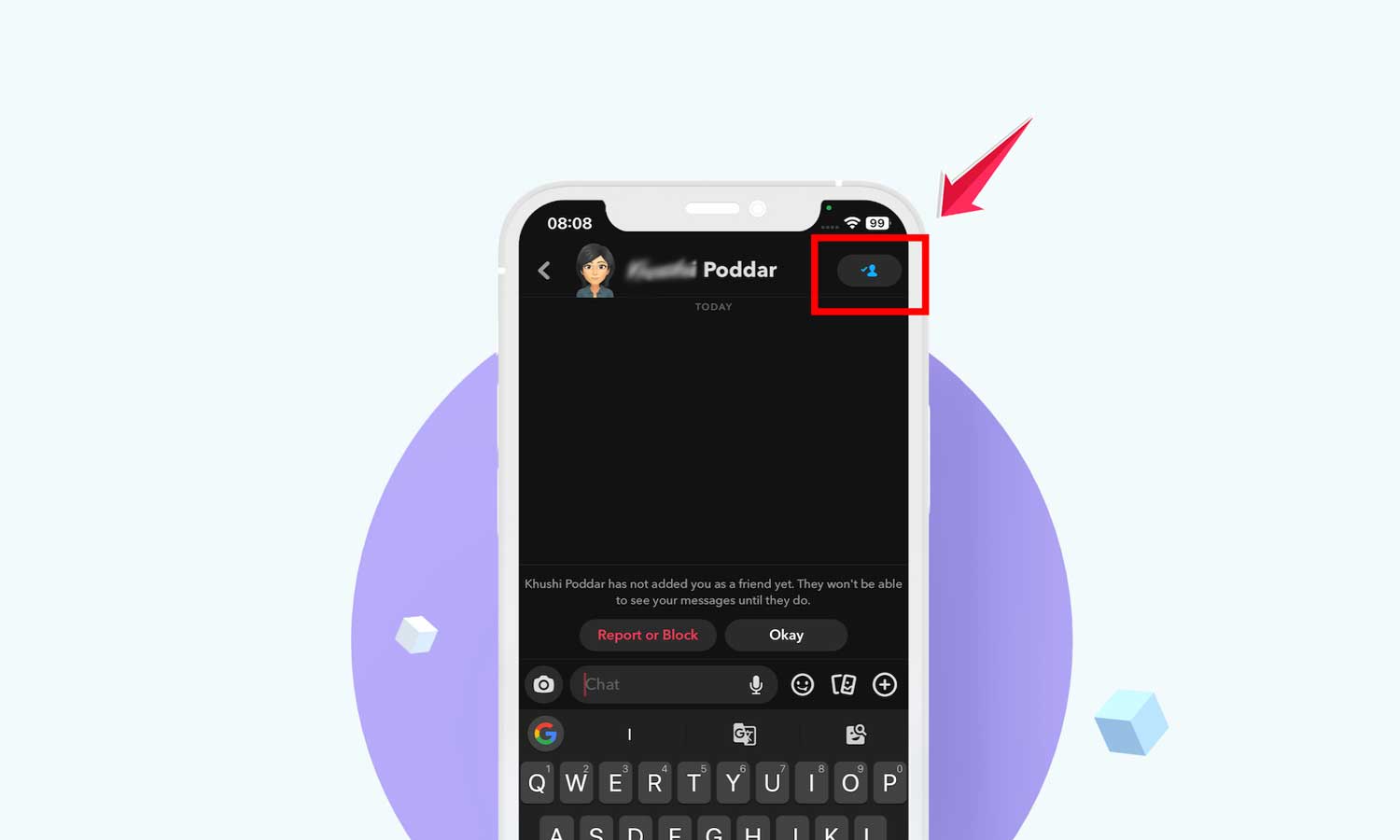 blue person with check mean on snapchat