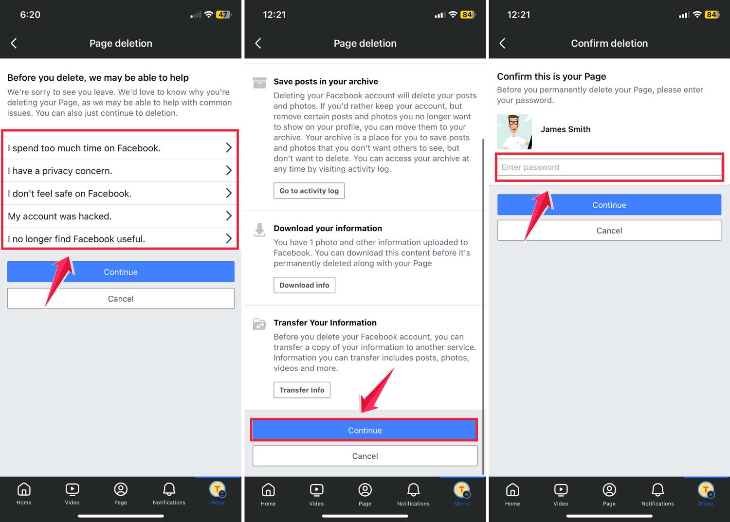 choose option then click on continue and enter password