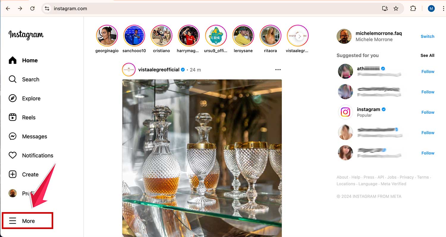 click on more in instagram.com