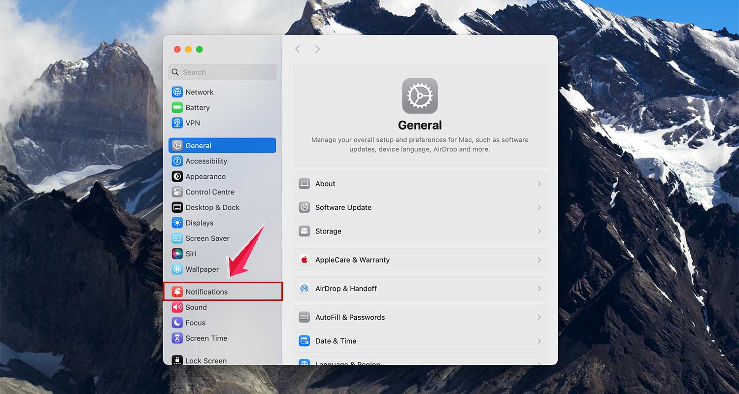 click on the notifications in settings in mac click on the notifications in settings in mac