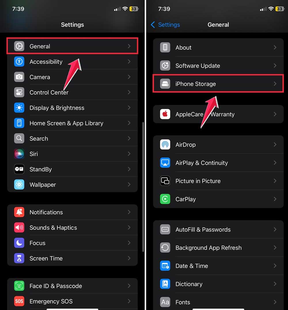 general then click on iphone storage