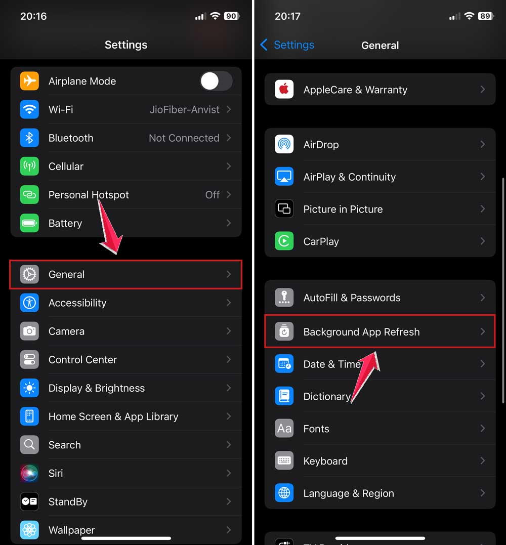 go to general and then click on background app refresh in settings in iphone