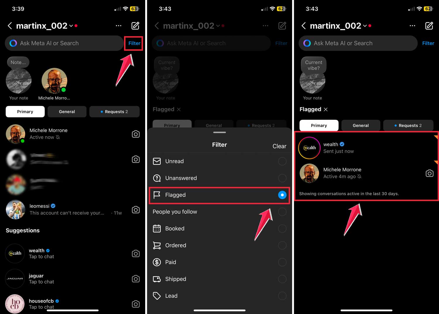 to view all your flagged messages