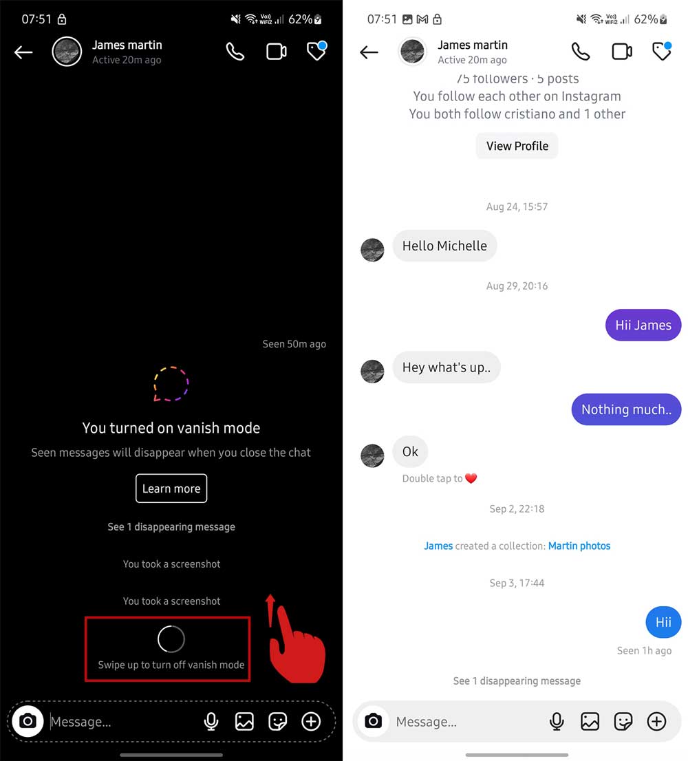 turn off swipe mode on instagram app in android