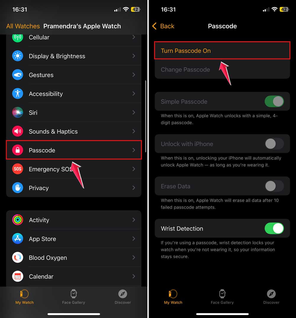 turn on passcode in watch app in iphone turn on passcode in watch app in iphone
